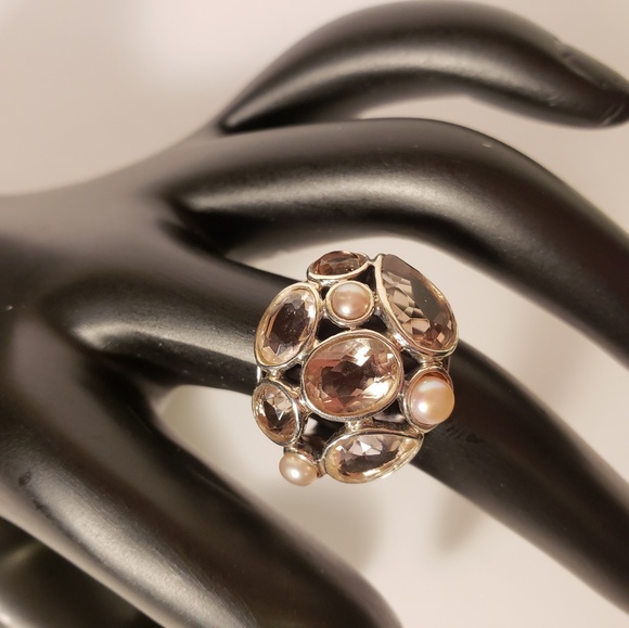 Silpada Sweet Embrace Faceted Stones & Pearls Ring - Picture 1 of 7